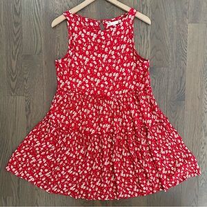 ASOS Stradivarius STR Ditsy Floral Print Sleeveless Smock Dress in Red Medium